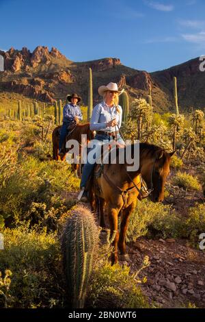 Reiten, White Stallion Ranch, Tucson, Arizona. Stockfoto
