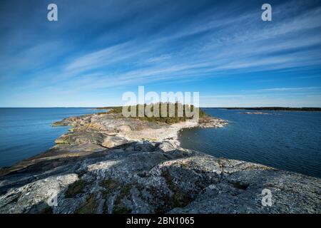 Camping auf der Insel Ryssklobben, Inkoo, Finnland Stockfoto