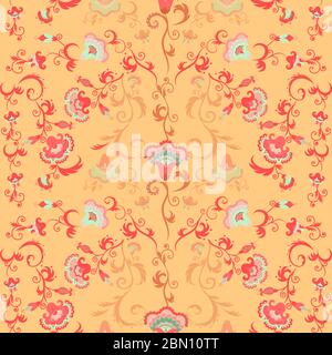Nahtlose komplizierte Vektor-Blumenmuster mit stilisierten asiatischen oder indischen Blumen Stock Vektor