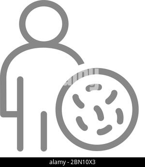 Benutzerprofil mit Symbol für Bakterienzeile. Infektionen, Coronavirus Symbol Stock Vektor