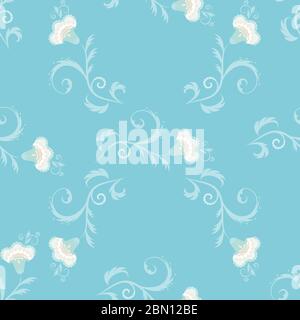 Nahtlose florale Vektor-Muster mit komplizierten Blumen in blauer Farbe Stock Vektor