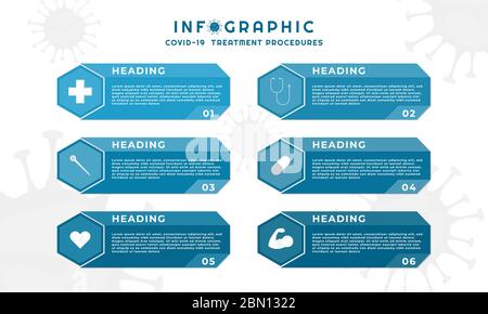 Infografik Zutat medizinischen Stil Hexagon Design Coronavirus Konzept. vektor-Illustration. Stock Vektor