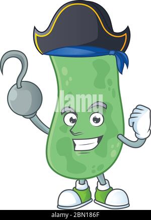 Cool Pirat von enterobacteriaceae Cartoon Design-Stil mit einem Haken Hand Stock Vektor
