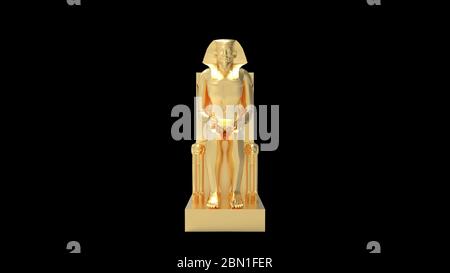 3D-Rendering eines goldenen pharao Statue Ornament isoliert Stockfoto