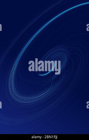 Glühende Partikel fließen Spirale, Internet-Technologie Big Data Hintergrund. Stockfoto