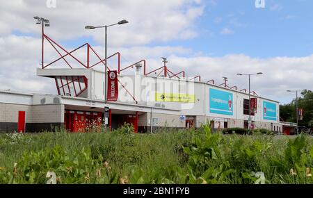 Blick auf das People's Pension Stadium, Heimstadion des Crawley Town FC. Stockfoto