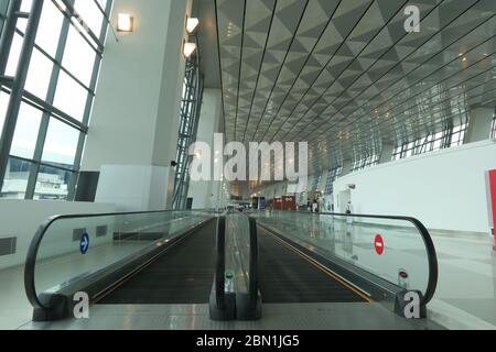 Jakarta, Indonesien - 2. Februar 2017: Leere Abflughalle am internationalen Flughafen Soekarno-Hatta in Jakarta, Indonesien Stockfoto