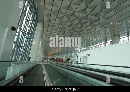 Jakarta, Indonesien - 2. Februar 2017: Leere Abflughalle am internationalen Flughafen Soekarno-Hatta in Jakarta, Indonesien Stockfoto