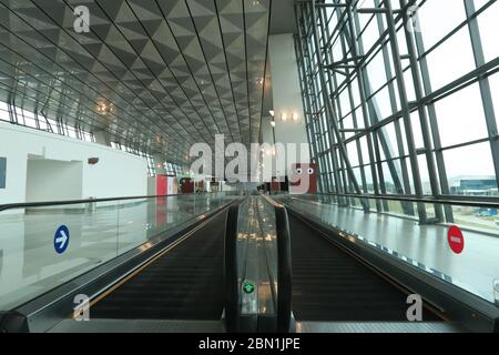 Jakarta, Indonesien - 2. Februar 2017: Leere Abflughalle am internationalen Flughafen Soekarno-Hatta in Jakarta, Indonesien Stockfoto