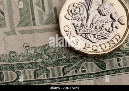 Britische Pfund und amerikanische Dollar Währung. Konzept des Finanzhandels Stockfoto