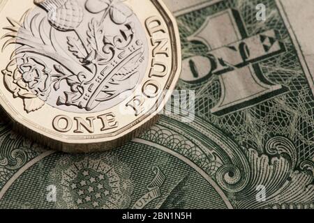 Britische Pfund und amerikanische Dollar Währung. Konzept des Finanzhandels Stockfoto