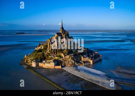 Frankreich, Normandie, Departement Manche, Bucht von Mont Saint-Michel UNESCO-Welterbe, Abtei von Mont Saint-Michel Stockfoto