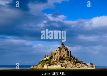 Frankreich, Normandie, Departement Manche, Bucht von Mont Saint-Michel UNESCO-Welterbe, Abtei von Mont Saint-Michel Stockfoto