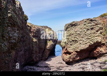 Blick über Castletown Bay von der Langness-Halbinsel aus gesehen Stockfoto