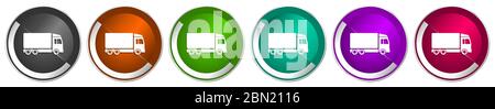 Büroklammer Icon Set, Silber metallic Chrom Rand Vektor Web-Buttons in 6 Farben Optionen für webdesign Stock Vektor