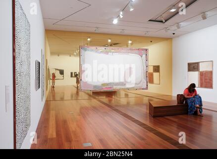 Kunstwerke in der National Gallery of Victoria, Aboriginal Galleries, Melbourne, Victoria, Australien Stockfoto