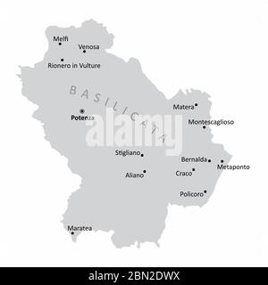 Karte der Region Basilicata Stock Vektor