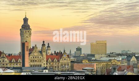 Panorama City Center Leipzig, Deutschland Stockfoto
