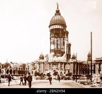 Rathaus, Erdbeben In San Francisco, 1906 Stockfoto