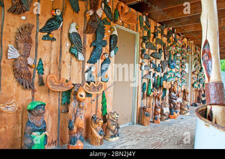 Holz Kunst Geschäft, Alaska Stockfoto