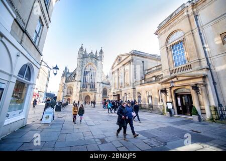 Abbey Church Yard, Bath, Großbritannien Stockfoto