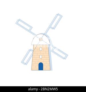 Windmühle im griechischen Stil Vektor-Illustration auf weiß Stock Vektor