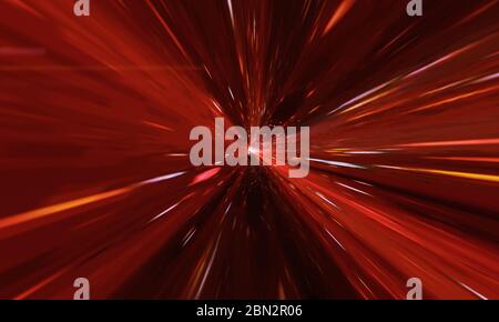Fliegen durch Wurmloch Tunnel oder abstrakte Energy Vortex. Singularität, Gravitationswellen und Raumzeit Konzept Stockfoto