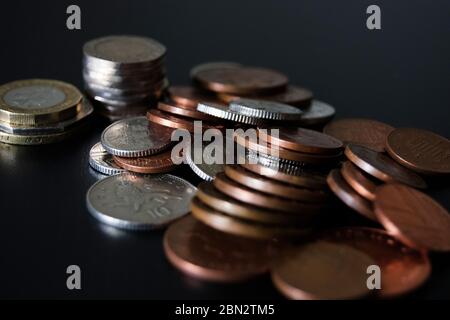 Sammlung von Münzen Stockfoto