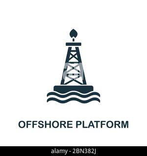 Offshore-Plattform-Symbol aus der industriellen Sammlung. Einfache Linie Offshore-Plattform-Symbol für Vorlagen, Web-Design und Infografiken Stock Vektor