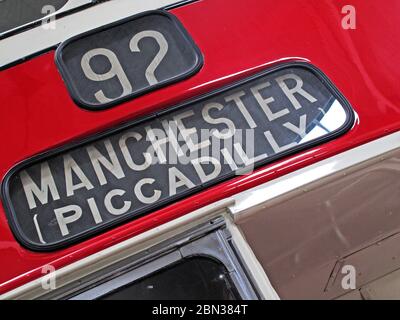 Bus 92, Bury nach Manchester Piccadilly, Greater Manchester, England, Großbritannien Stockfoto