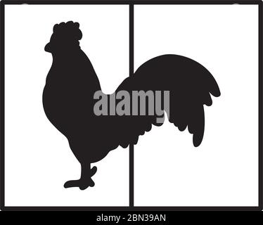 bastille Day Konzept, Flagge mit gallischen Hahn Symbol und französisch Flagge Design auf weißem Hintergrund, Linienstil, Vektor-Illustration Stock Vektor