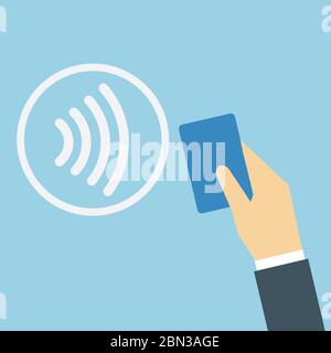 Kontaktloses Nfc Wireless Pay Sign Logo. Kreditkarte Nfc Payment Vector Konzept Stock Vektor