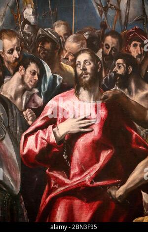 Die Entrobung Christi. Öl auf caneva. Detail. Gemälde von Domenikos Theotokopoulos mit dem Namen El Greco (1540-1614). Frankreich. Stockfoto