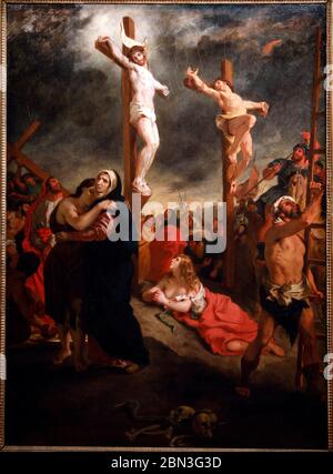 Eugene Delacroix, Christus am Kreuz, Öl auf Leinwand, 1835. Stockfoto