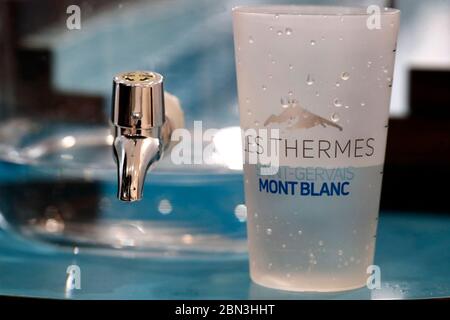 Saint-Gervais Mont-Blanc Thermalbad. Thermalwasser. Frankreich. Stockfoto