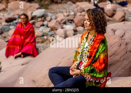 Zen Sesshin (Rückzug) in Marokko. Zazen (Meditation) Stockfoto