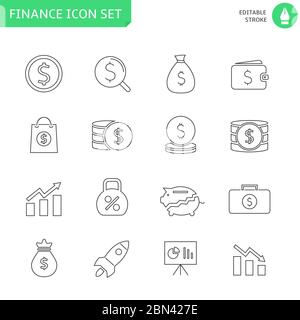Finanzen dünne Linie Symbol gesetzt Stock Vektor