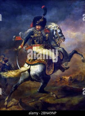 Offizier de chasseur à cheval de la Garde impériale Chargeant Offizier der kaiserlichen Garde, die 1812 von Théodore Géricault Frankreich, Französisch. Stockfoto