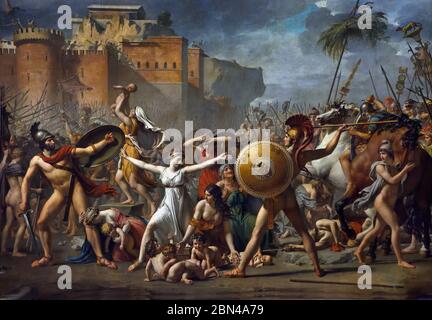 Die Intervention der Sabinerinnen 1799 Jacques Louis David (Französisch Frankreich) Der Raub der Sabinerinnen von der Gründergeneration von Rom, Stockfoto