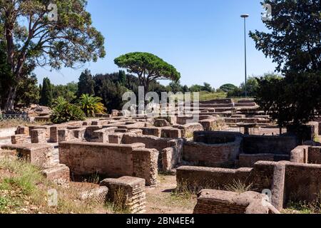 Ansicht von Caserma dei Vigili, Ostia Antica, Ostia, Italien Stockfoto