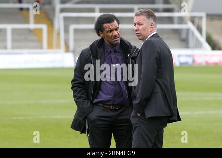 HARTLEPOOL, ENGLAND - TV-Pundit Don Goodman und Doncaster Rovers Manager Darren Ferguson vor dem SKY Bet League 2 Spiel zwischen Hartlepool United und Doncaster Rovers im Victoria Park, Hartlepool am Samstag, den 6. Mai 2017 (Quelle: Mark Fletcher) Stockfoto