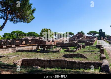 Ansicht von Caserma dei Vigili, Ostia Antica, Ostia, Italien Stockfoto