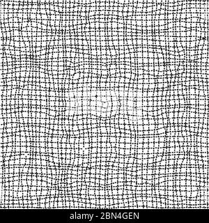 Horizontale und vertikale Kreuzung wellig dünne unebene Linien nahtloses Muster. Abstrakte Wickelstruktur in Schwarz-Weiß-Farben. Vektor eps8 illustratio Stock Vektor