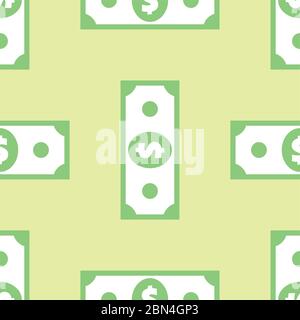 Dollar Banknote nahtloses Muster. Hintergrund mit sich wiederholenden US-Währungszeichen auf grün einwickeln. American Bucks abstrakte Textur. Greenback-Stylize Stock Vektor