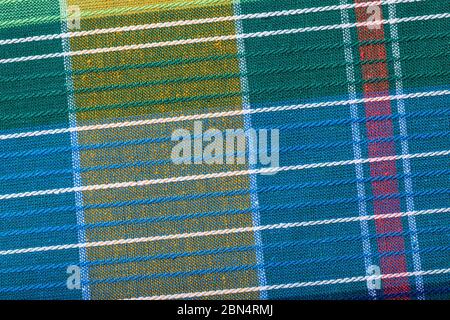 Textur aus mehrfarbigem Baumwollstoff Nahaufnahme Stockfoto