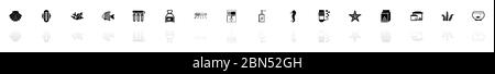 Aquarium Icons - Schwarz horizontal Illustration Symbol auf weißem Hintergrund mit einem Spiegel Schatten Reflexion. Flacher Vektor. Stock Vektor