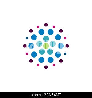 Circle Dot Particle Logo Template Illustration Design. Vektor EPS 10. Stockfoto