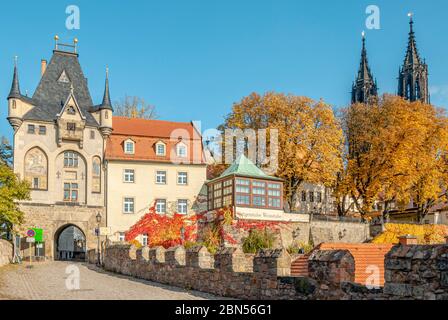 Burgtor und Torhaus Museum der Albrechtsburg Meißen, Sachsen, Deutschland Stockfoto