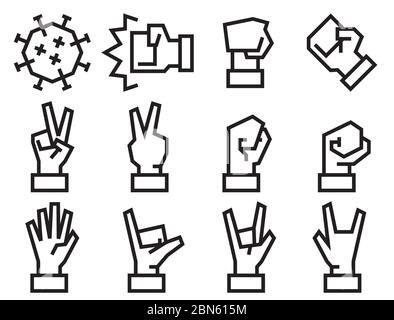Handzeichen und Gesten Symbol.zum Kampf mit Coronavirus 2019-NCoV Konzept. Ein Linienhub. Stock Vektor