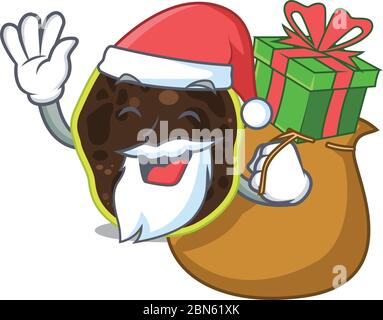 Cartoon-Design von firmicutes Santa mit Weihnachtsgeschenk Stock Vektor